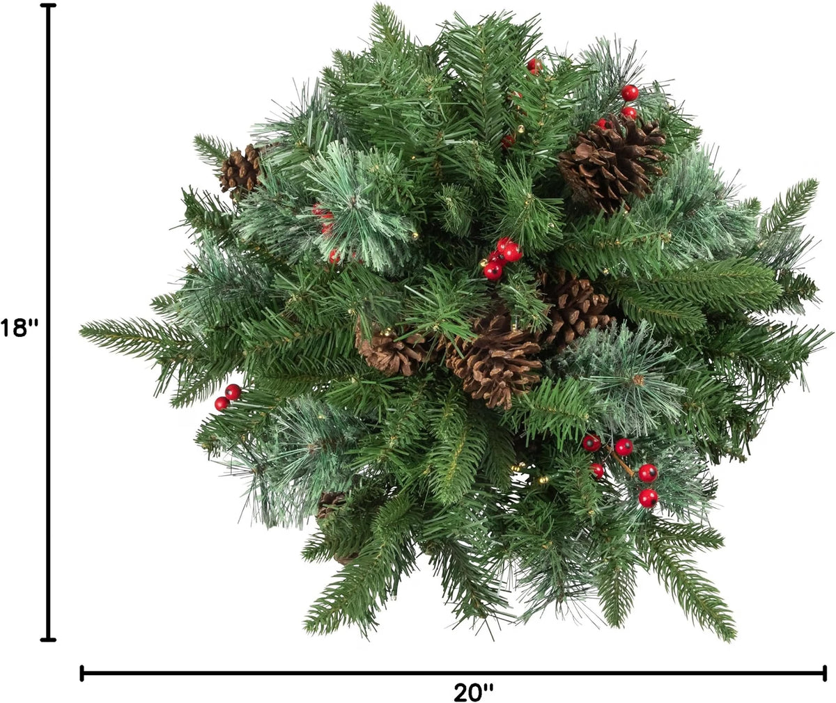 Pre-Lit LED Frosted Pinecones and Berries Christmas Urn Filler Garden Stake - 20"