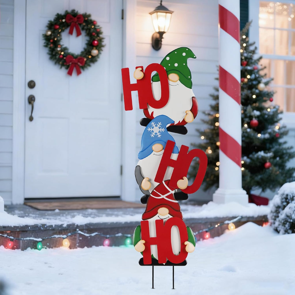 Outdoor Christmas Decorations Gnomes Yard Stakes, Set of 3