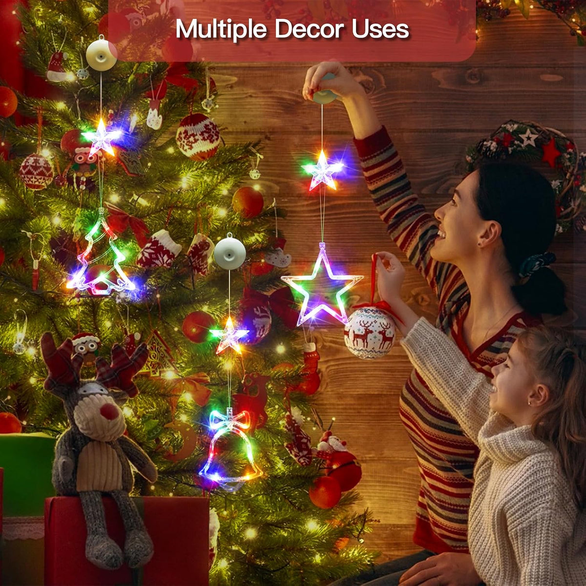 Christmas Window Lights Decoration, Star, Bell & Tree Multicolor