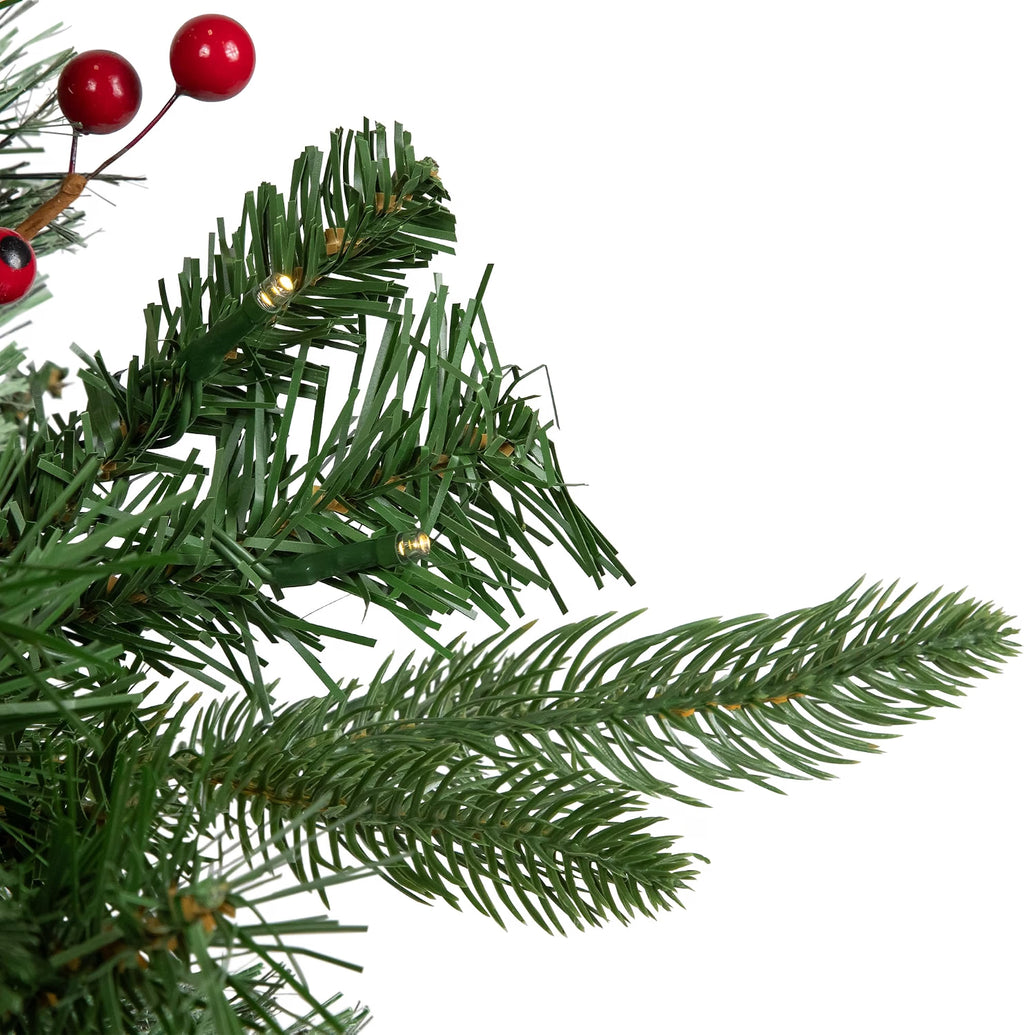 Pre-Lit LED Frosted Pinecones and Berries Christmas Urn Filler Garden Stake - 20"