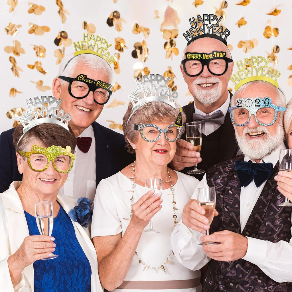 36 Pieces New Years Eve Party Crowns Glasses Blowers 2027