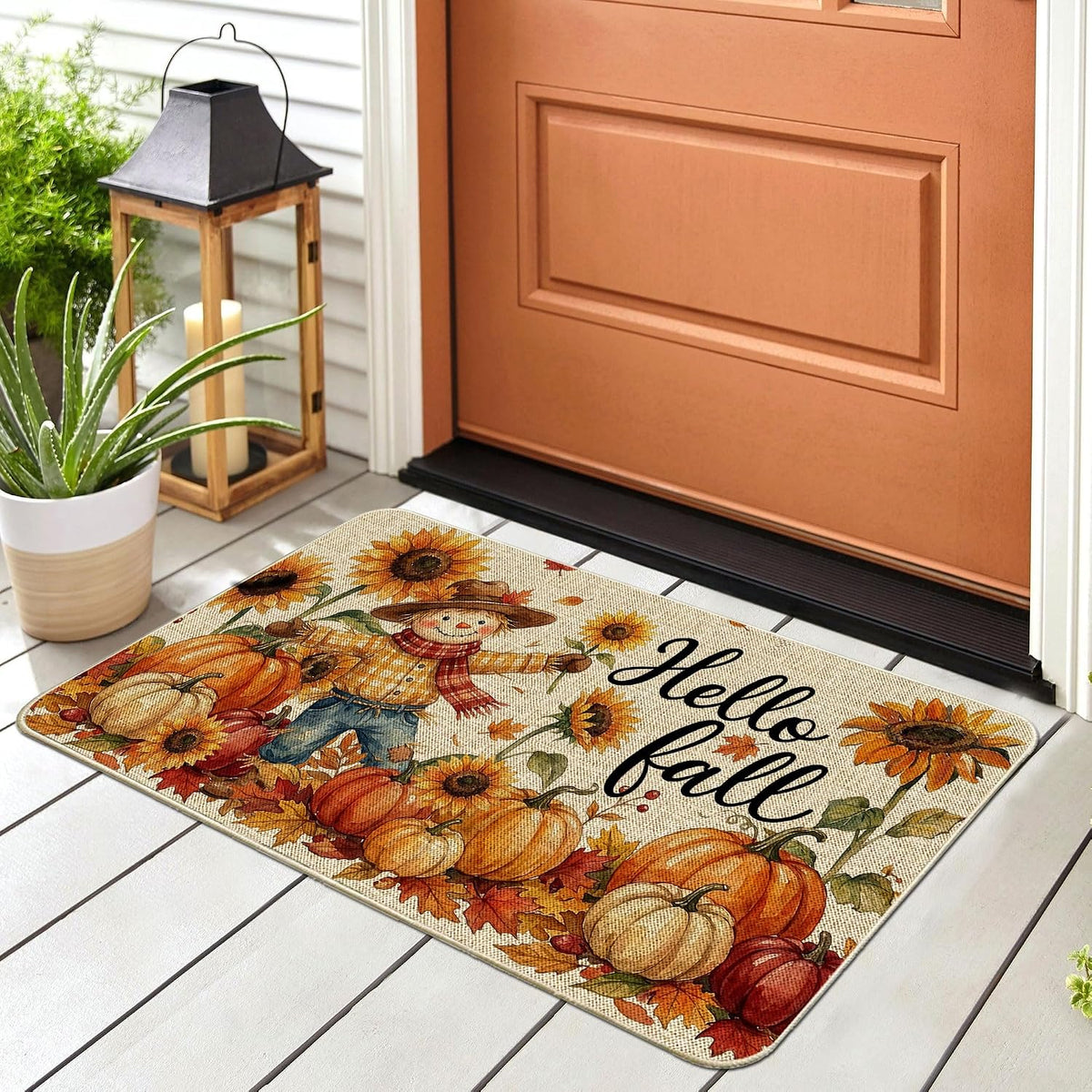 Hello Pumpkin Fall Door Mat, Fall Doormat 17X29 Inch