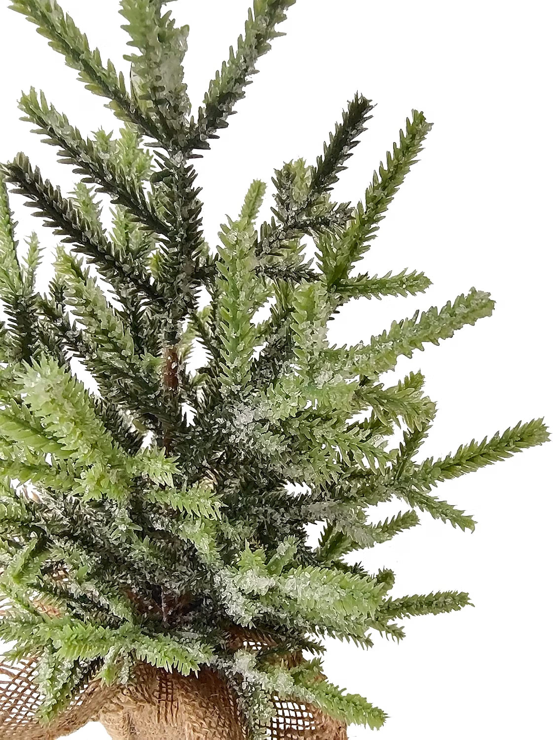 Frosted Pine Tree with Jute Base Christmas Decoration - 13.25"