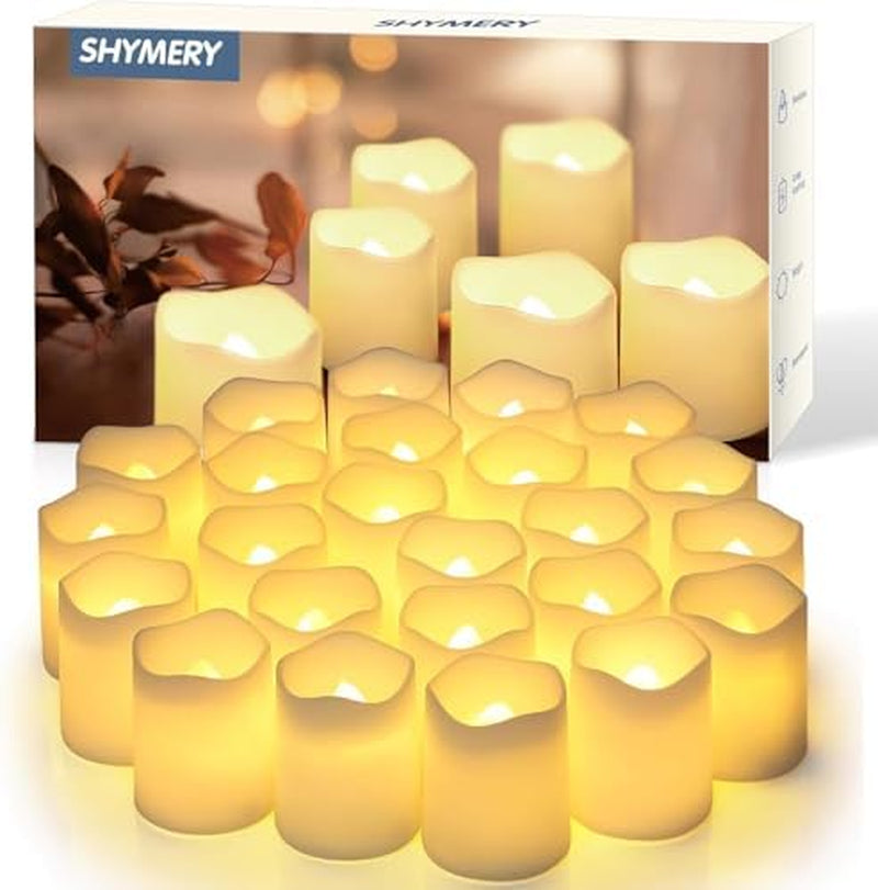 Flameless LED Votive Candles, Warm White, 24-Pack