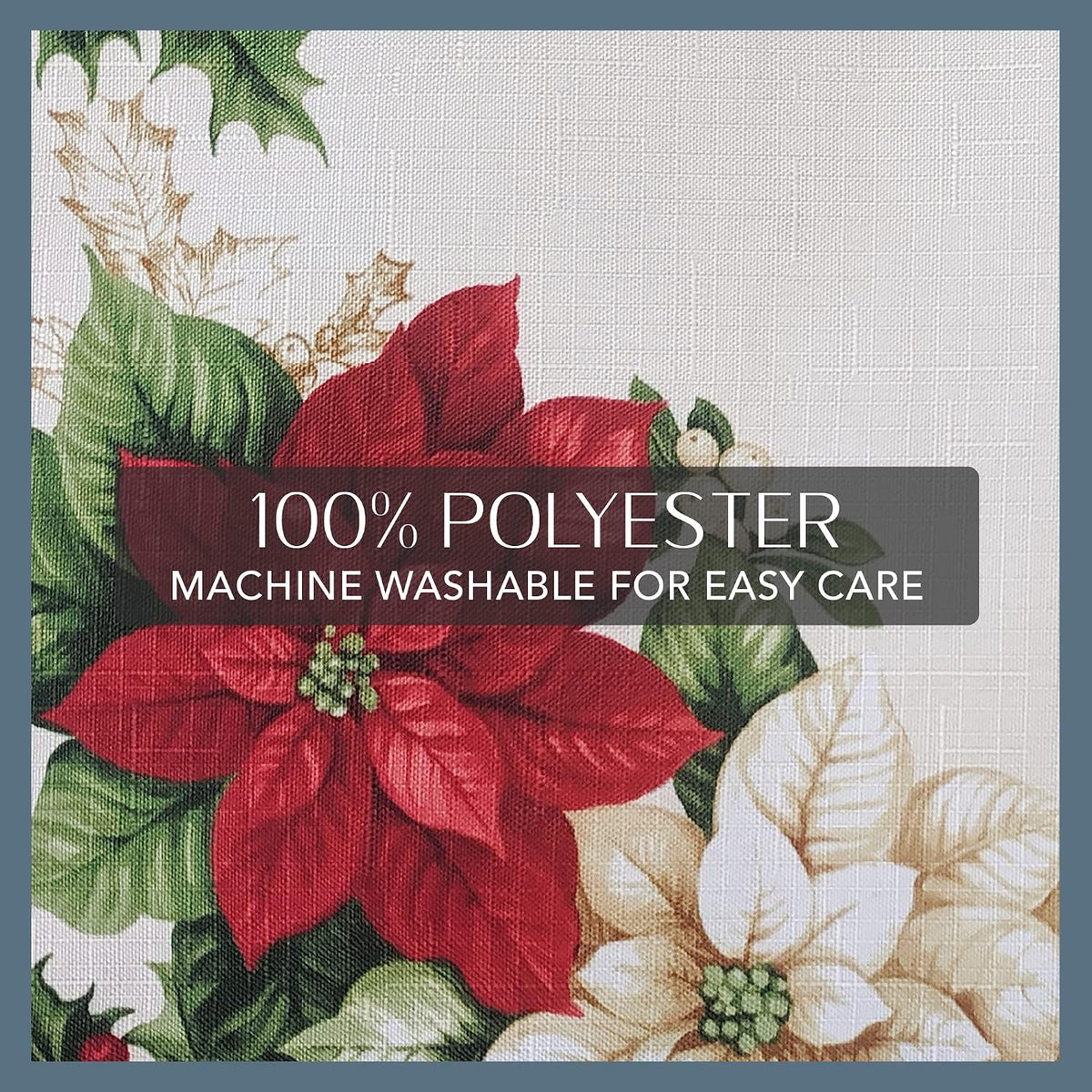 Red and White Poinsettias Tablecloth, Multicolor - 60"W X 120"L