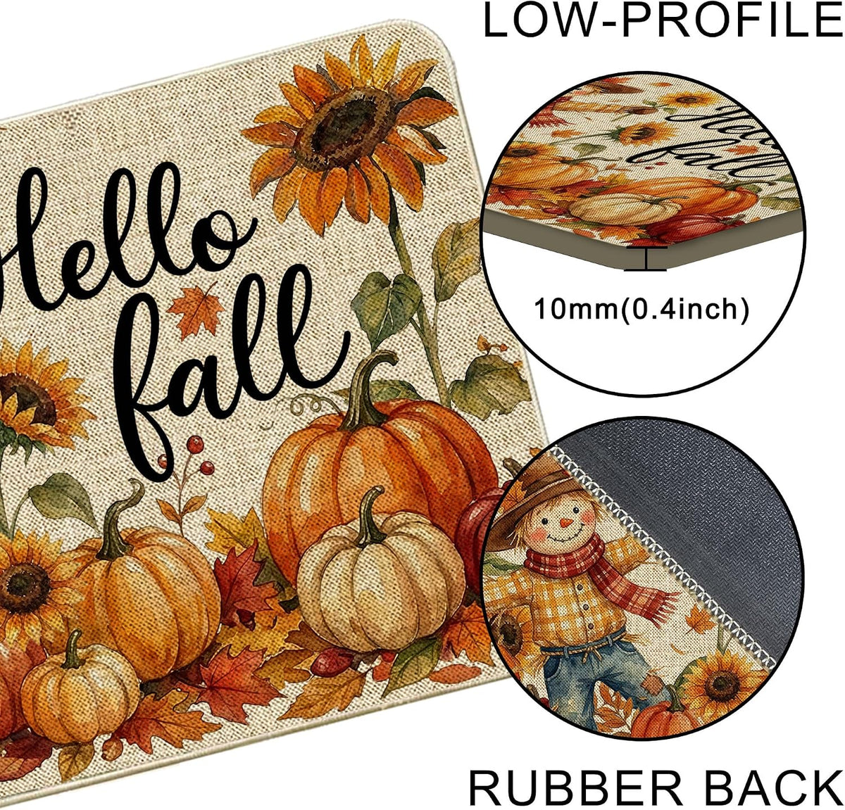 Hello Pumpkin Fall Door Mat, Fall Doormat 17X29 Inch