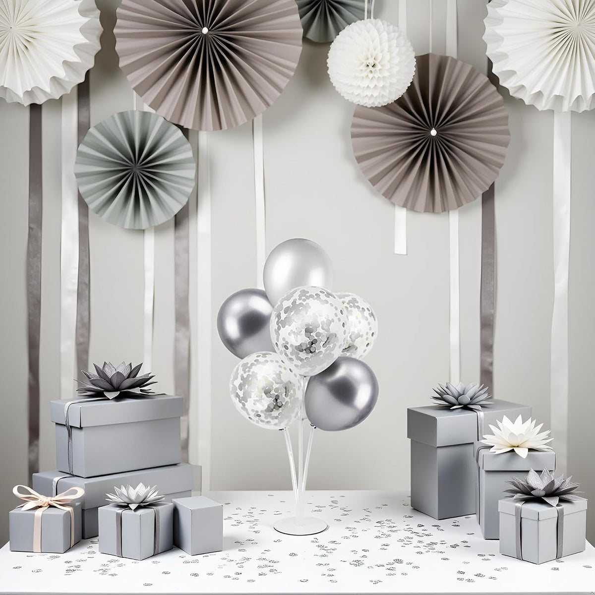 4Set Silver Balloon Stand Table Centerpieces Party Decor