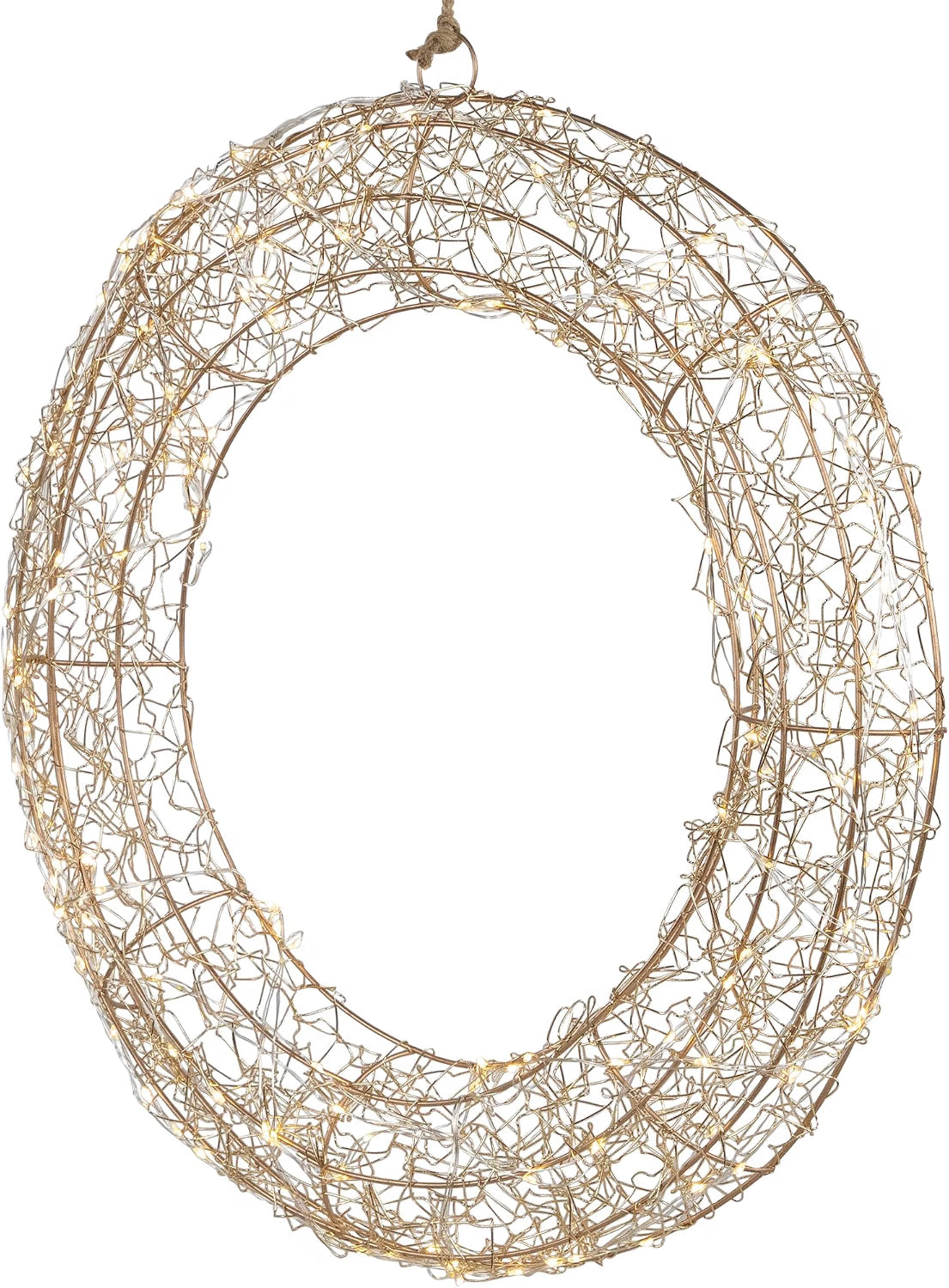 18" LED Lighted Gold Wire Wreath Outdoor Christmas Decoration