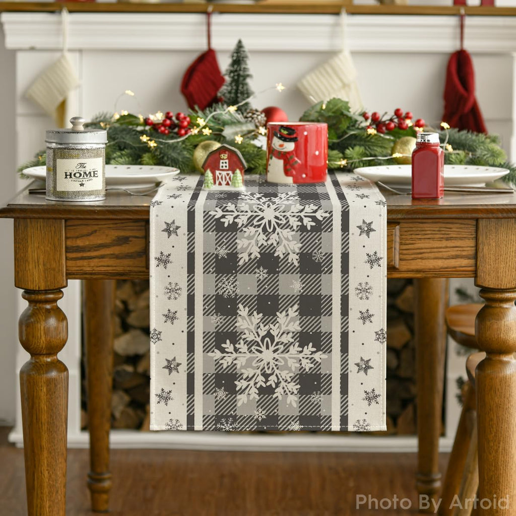 Snowflakes Christmas Table Runner Home Party Decor 13X72 Inch