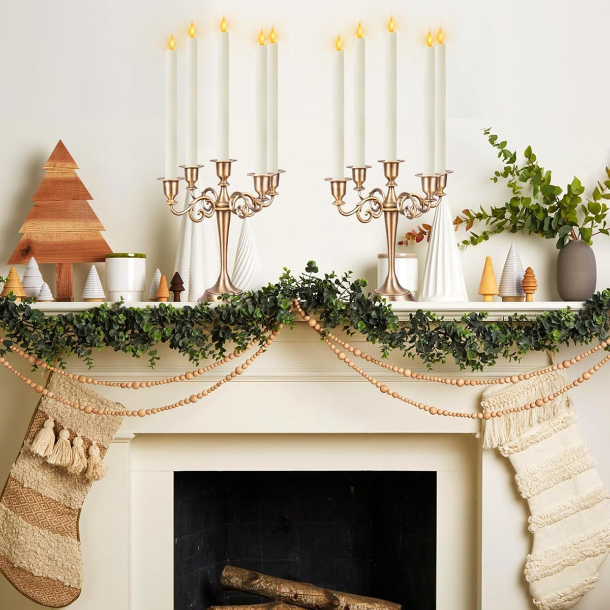 6PCS Flameless Taper Candles with 3D Flickering Flame Battery Operated Candles with 2 Remote with Button Cell Battery 10" Ivory LED Candlesticks Window Candle for Christmas Home Decor