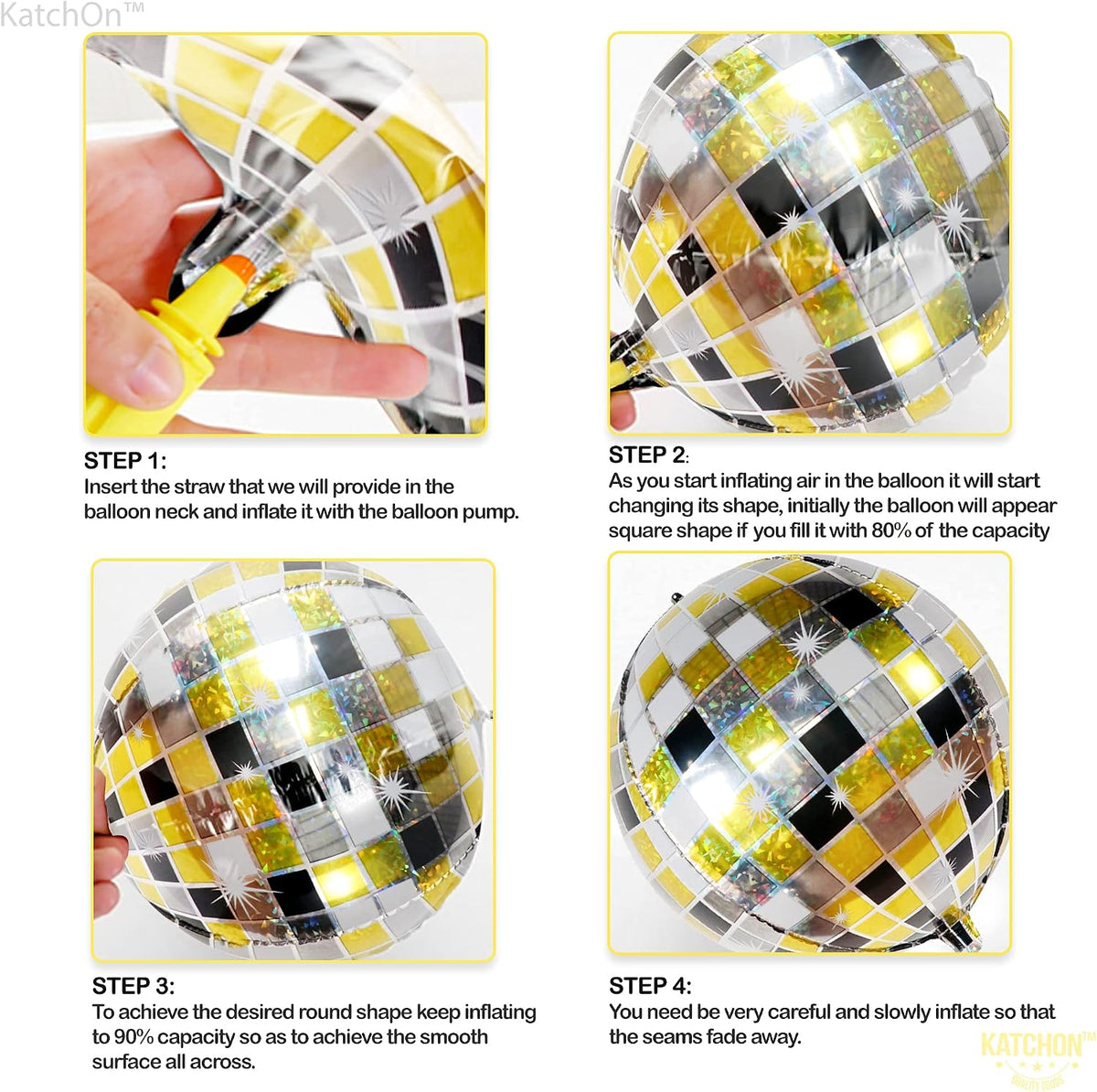 , Shiny Disco Ball Foil Balloons - Big 22 Inch, Pack of 12