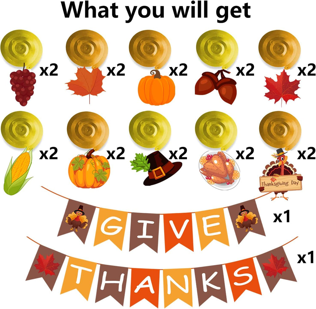 Thanksgiving Decorations Pre-Assembled GIVE THANKS Banner Swirls Set 42Pcs