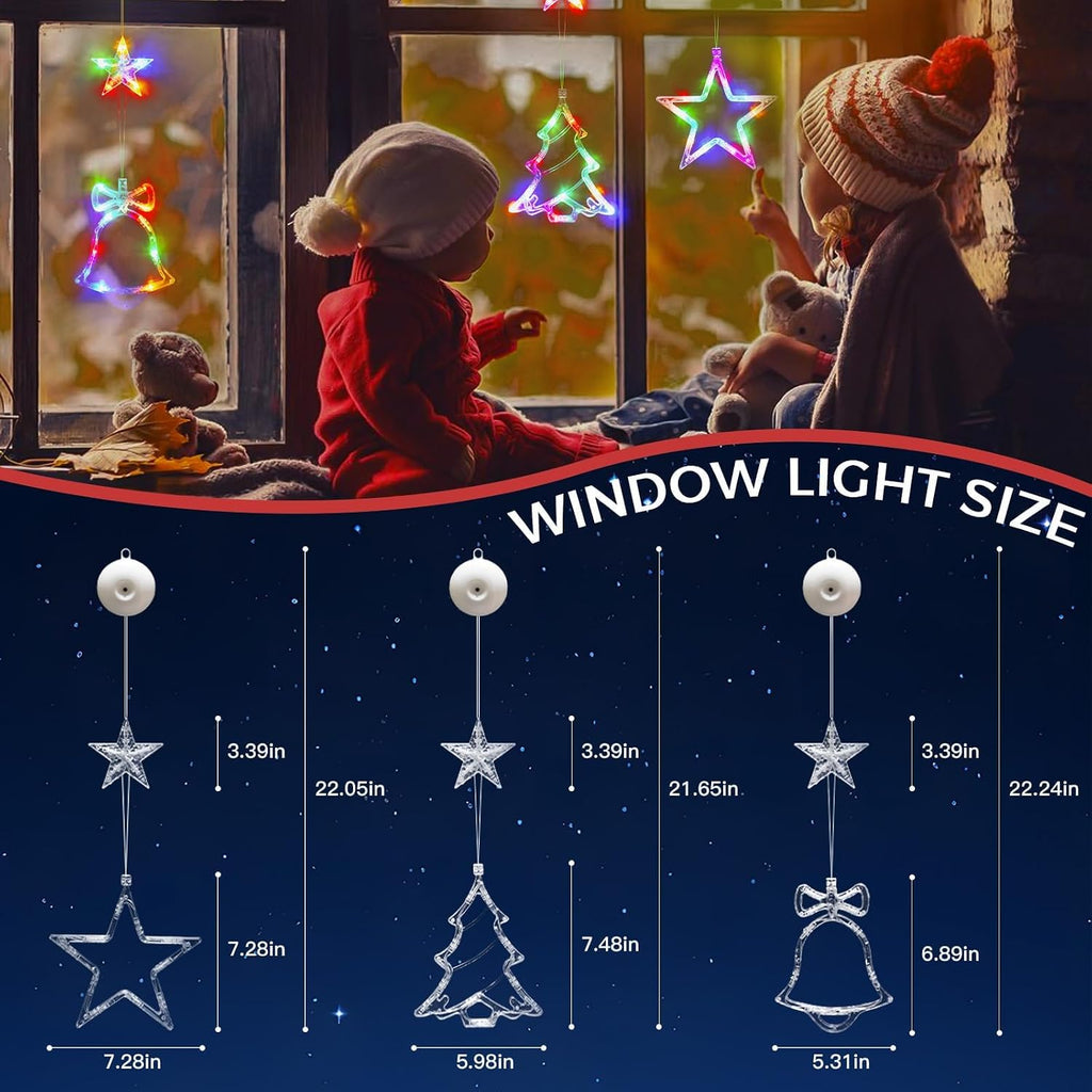Christmas Window Lights Decoration, Star, Bell & Tree Multicolor