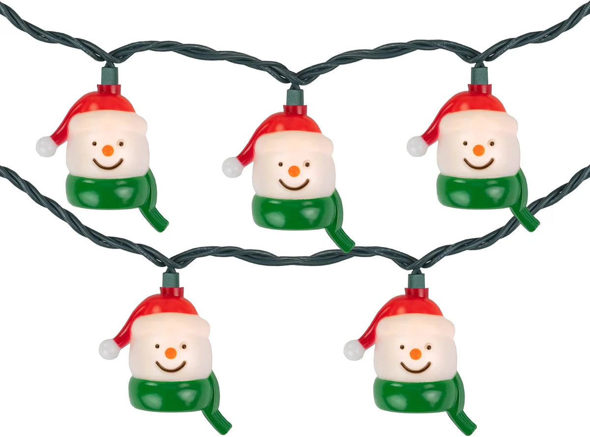 Snowman Head Christmas Light Set, 10 Count, 7.5 ft