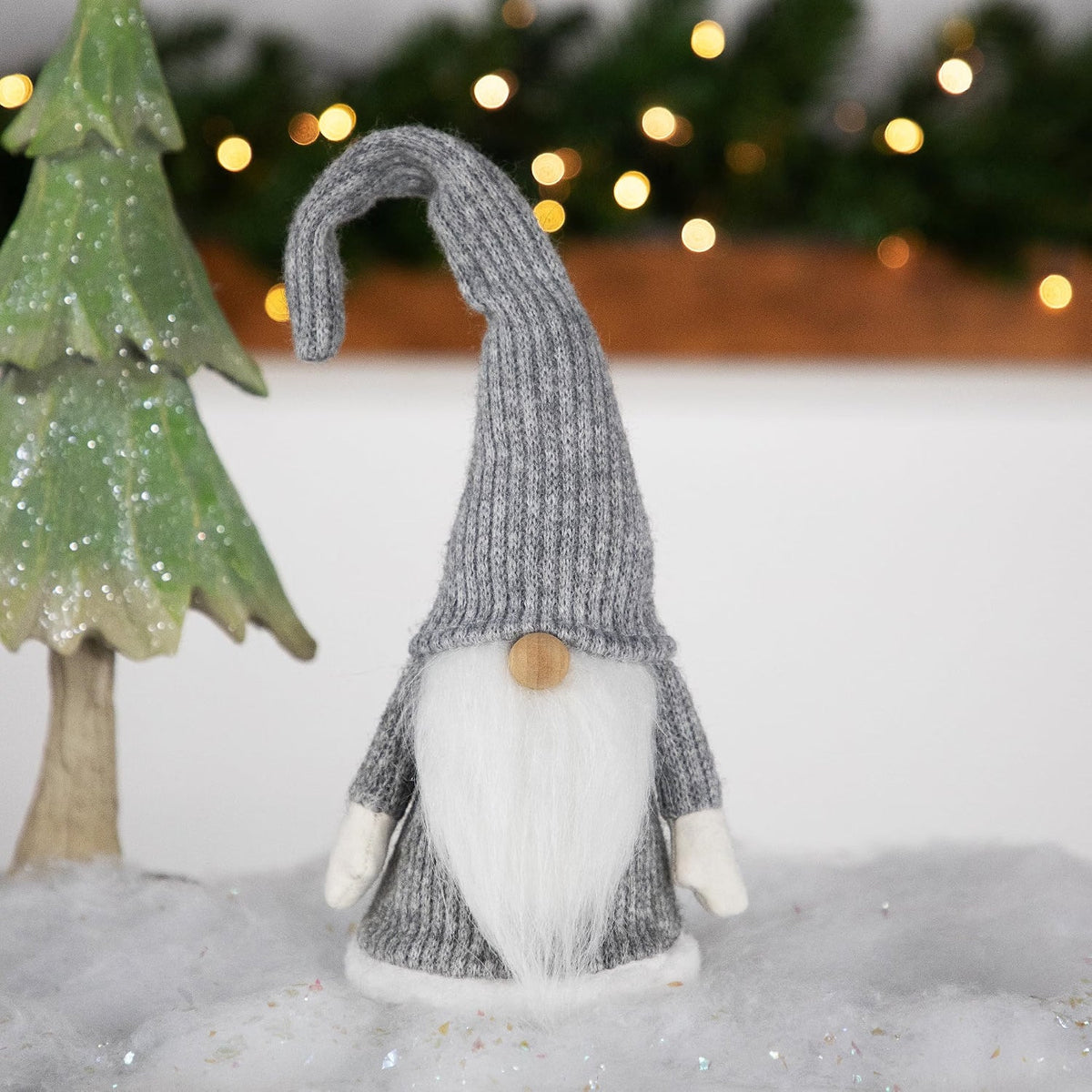 14" Gray and White Standing Christmas Gnome Tabletop Decor