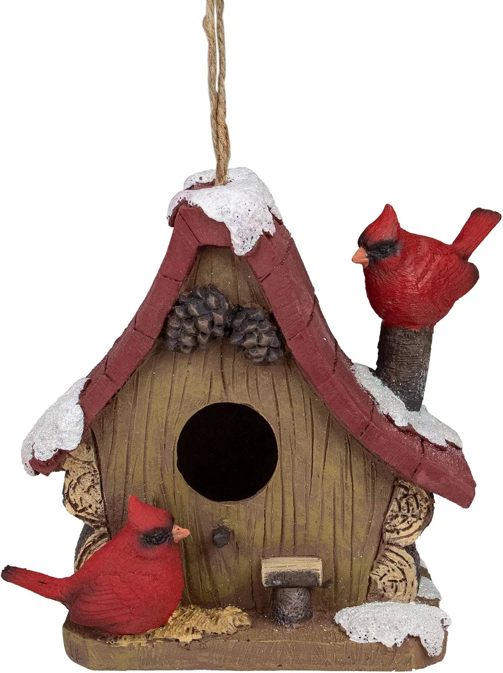 Cardinal Birdhouse Hanging Christmas Decoration, 7 Inch