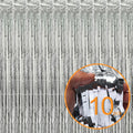 Silver Foil Fringe Curtain Backdrops, 10 Pack