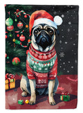 Pug Christmas House Flag, 28 x 40 Inch
