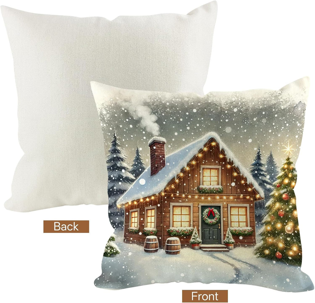 Christmas Throw Pillow Covers 18X18 Inch Set of 4