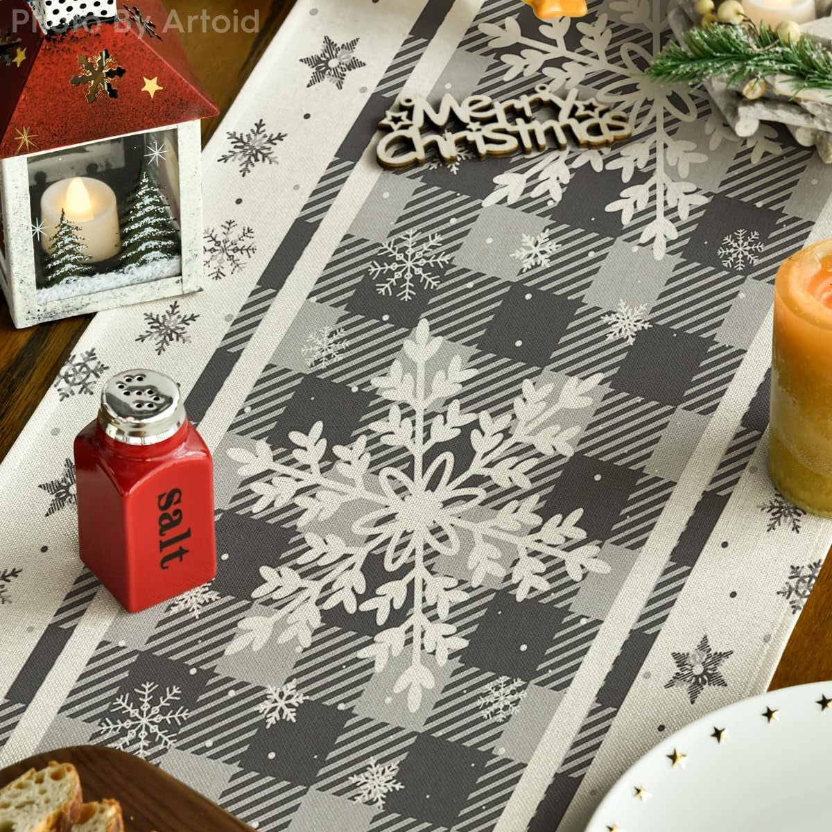 Snowflakes Christmas Table Runner Home Party Decor 13X72 Inch