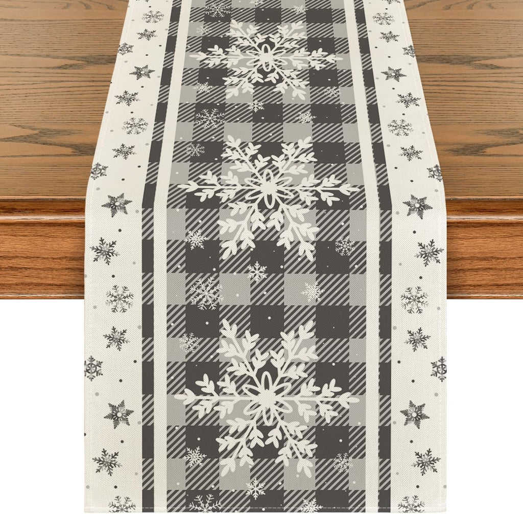 Silver Snowflake Christmas Table Runner (13 x 72 in)