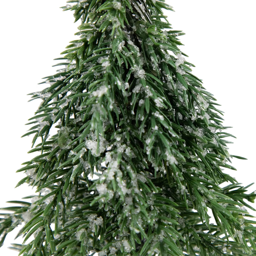 Frosted ICY Pine Tree with Log Base Christmas Decoration - 7.5"