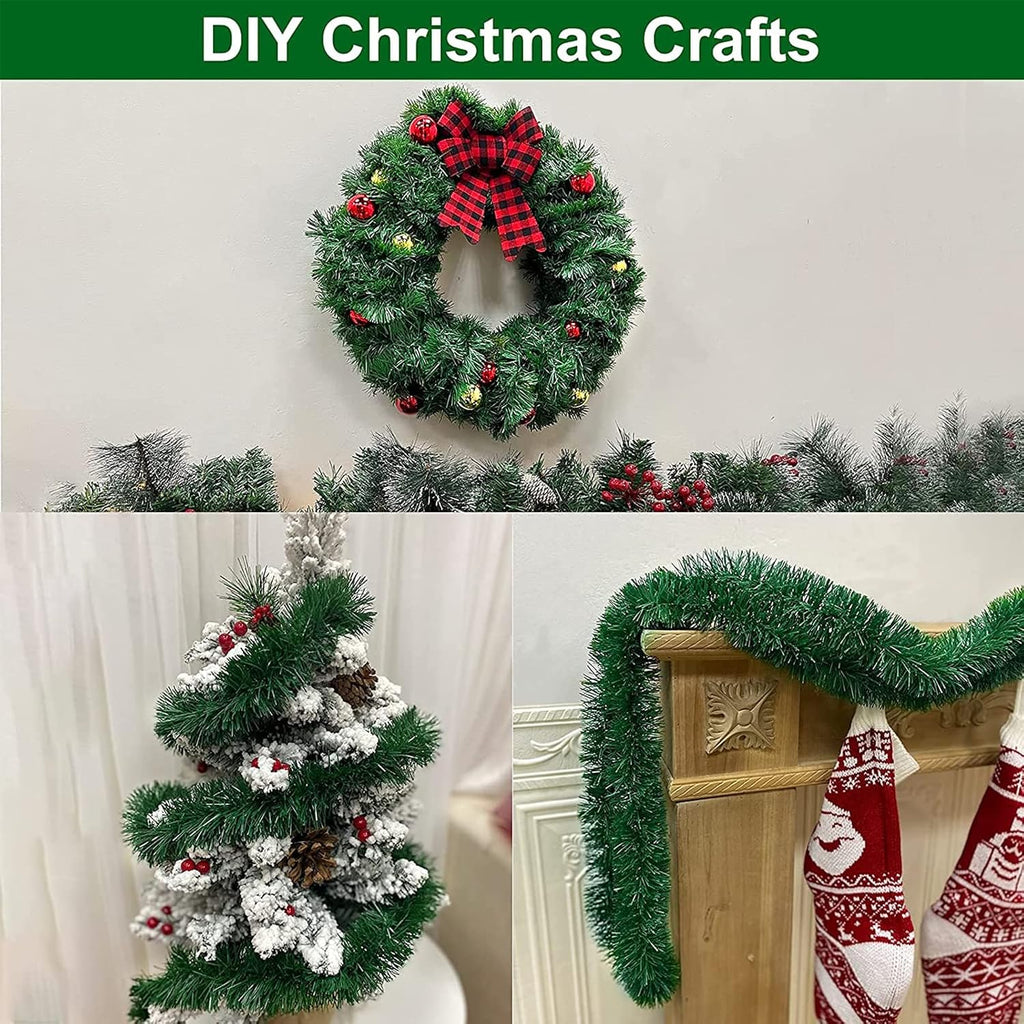 100FT Christmas Garland Decorations, 2 Pack Each 50FT Thick & Soft Artificial Green Garlands Pine Greenery Garland for Stairs Mantle Fireplace Christmas Decoration Outdoor Indoor Home Holiday