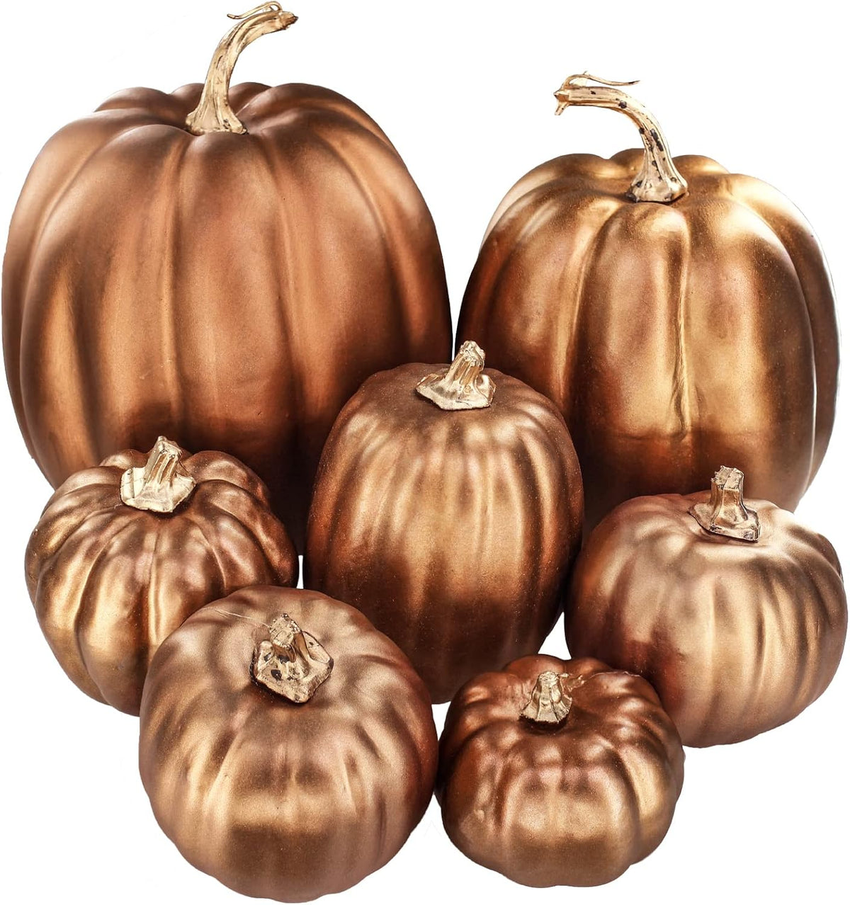 Metallic Bronze Decorative Pumpkins (Set of 7)