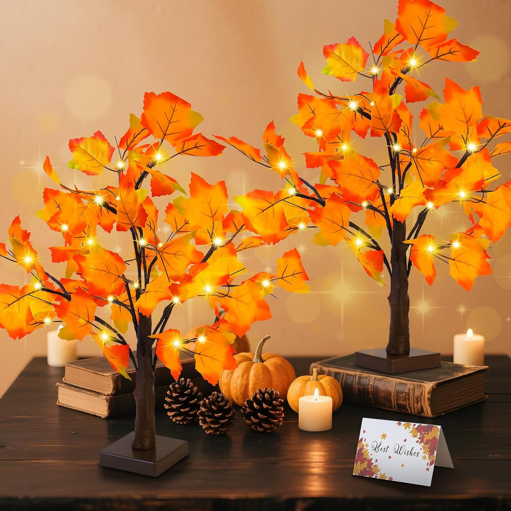 Lighted Fall Maple Trees, Battery Operated (2-Pack)