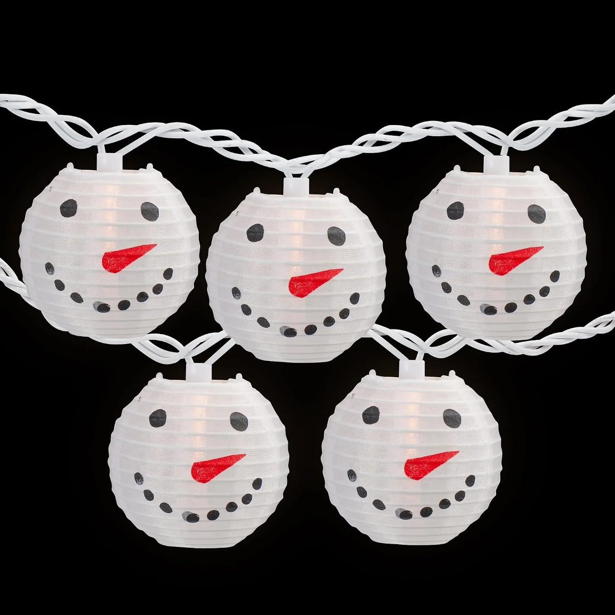 Snowman Paper Lantern Christmas Lights - Clear - 8.5' White Wire - 10Ct