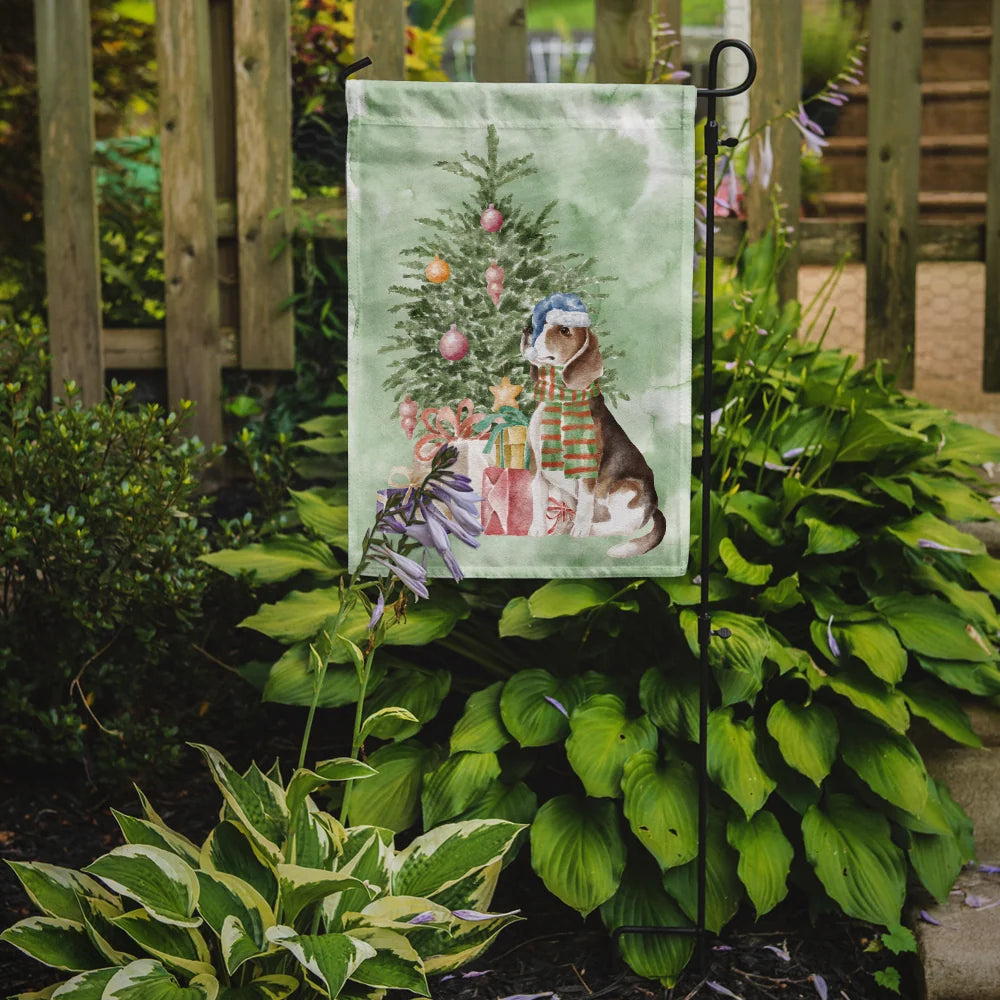Beagle Christmas Presents and Tree Garden Flag