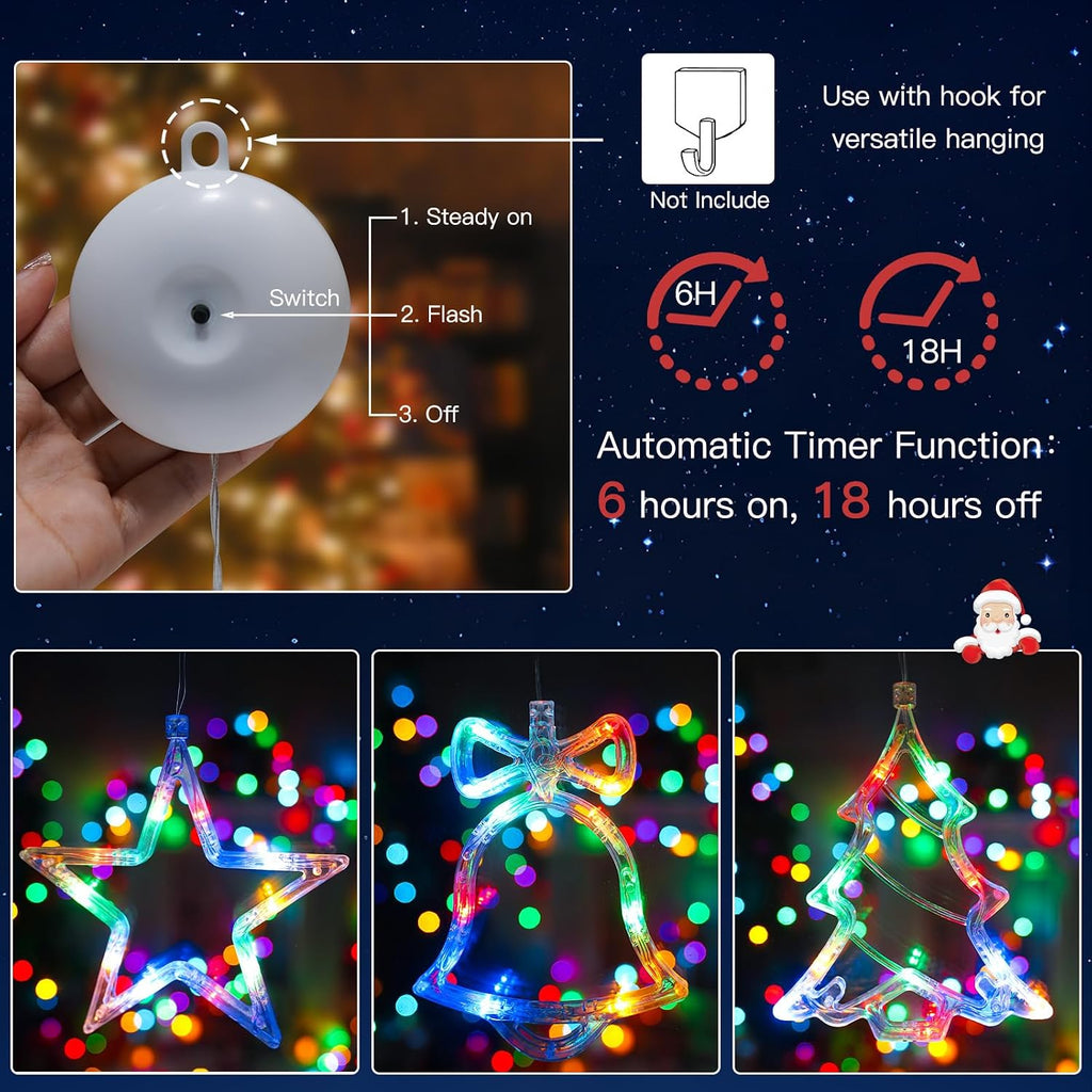 Christmas Window Lights Decoration, Star, Bell & Tree Multicolor