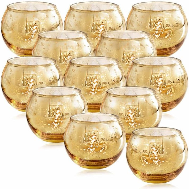 Gold Mercury Glass Votive Candle Holders (Set of 12)