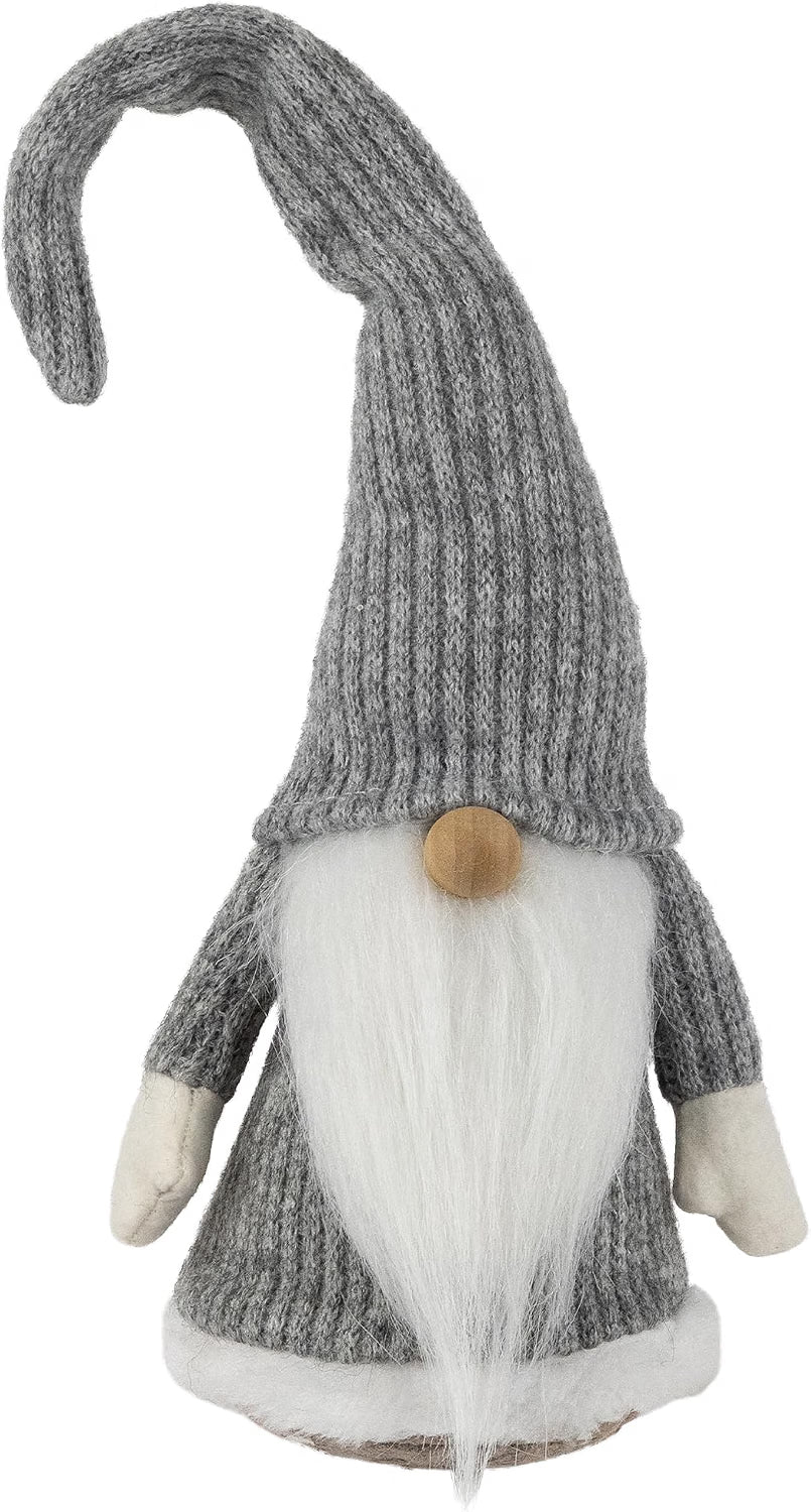 Gray & White Standing Christmas Gnome, 14 Inch