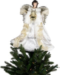 White & Silver Angel Christmas Tree Topper, 18 Inch