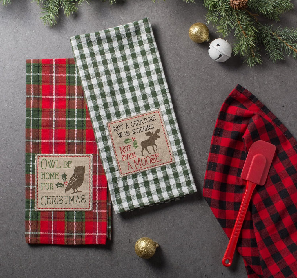 Holiday Kitchen Towels Embroidered Dish Towel Set, 18X28, Cabin Christmas, 3 Piece