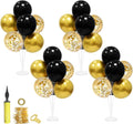 Black & Gold Balloon Table Centerpieces, Set of 4