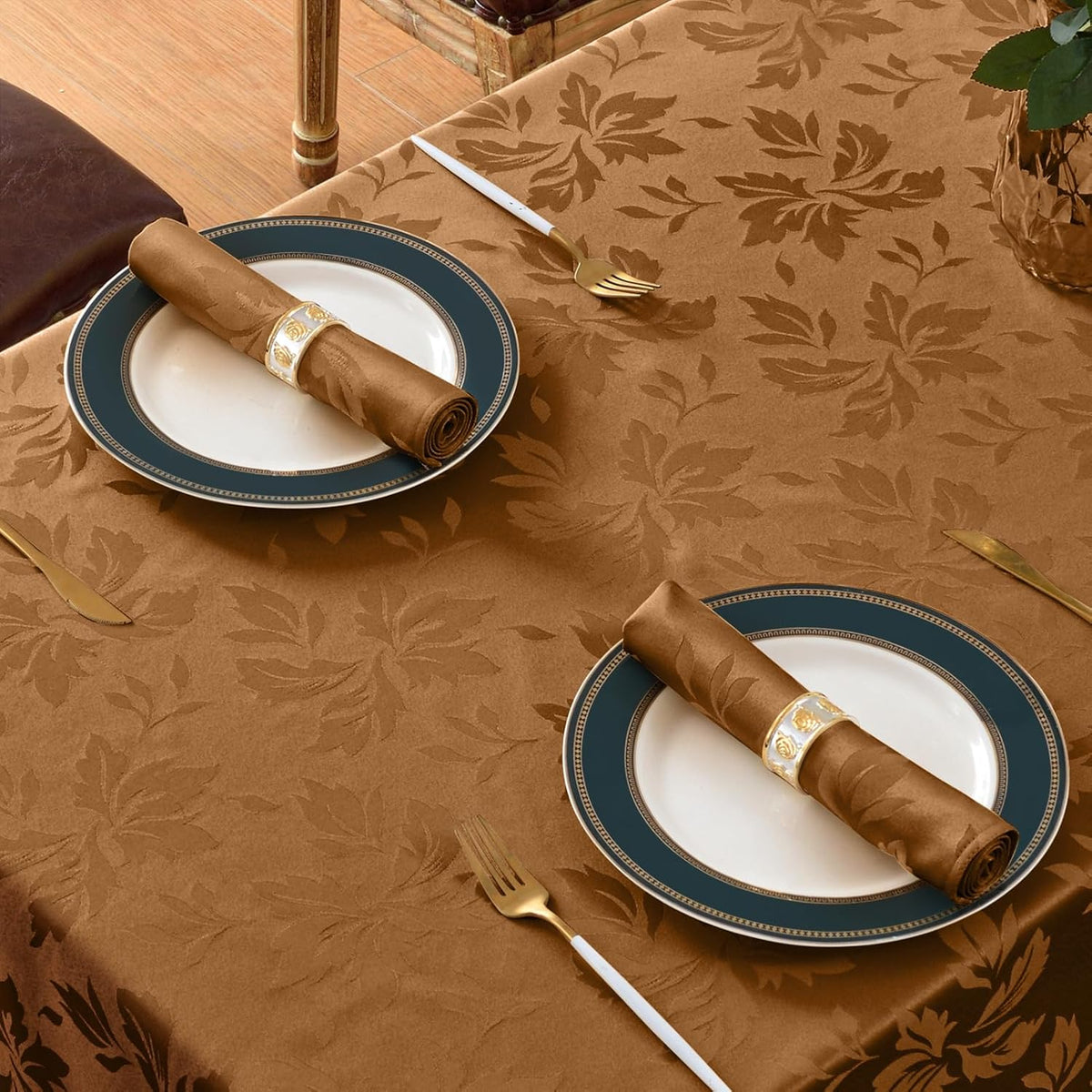 Fall Jacquard Rectangle Tablecloth, Thanksgiving Dining Decor