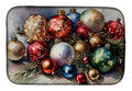 Piled Christmas Ornaments Dish Drying Mat