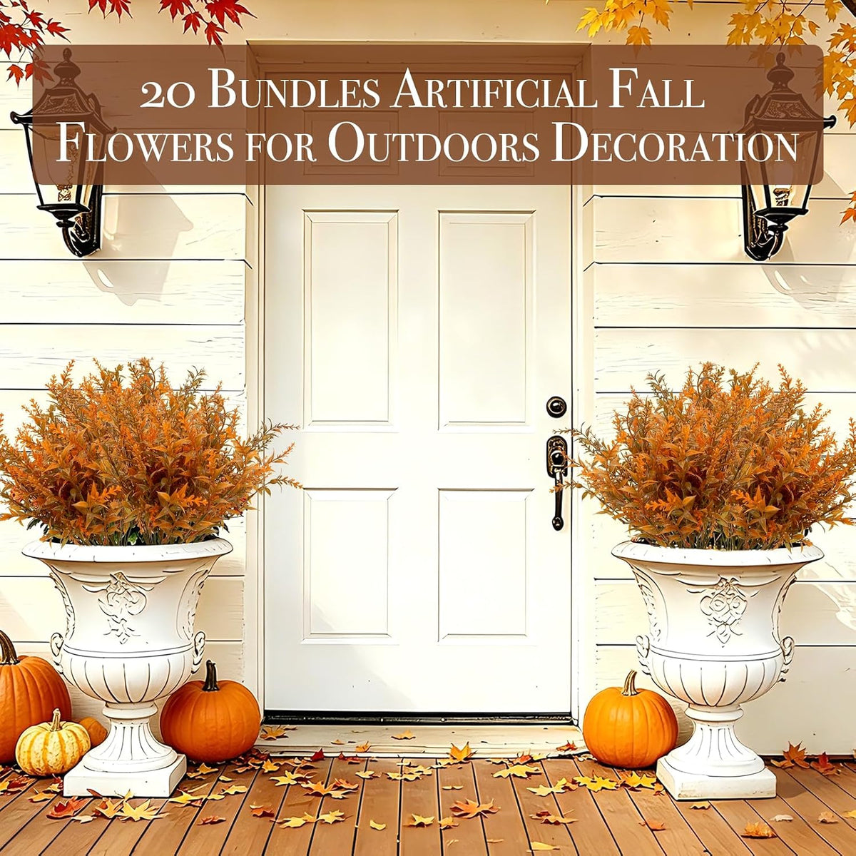 20 Bundles Artificial Fall Flowers for Outdoors Fall Decorations