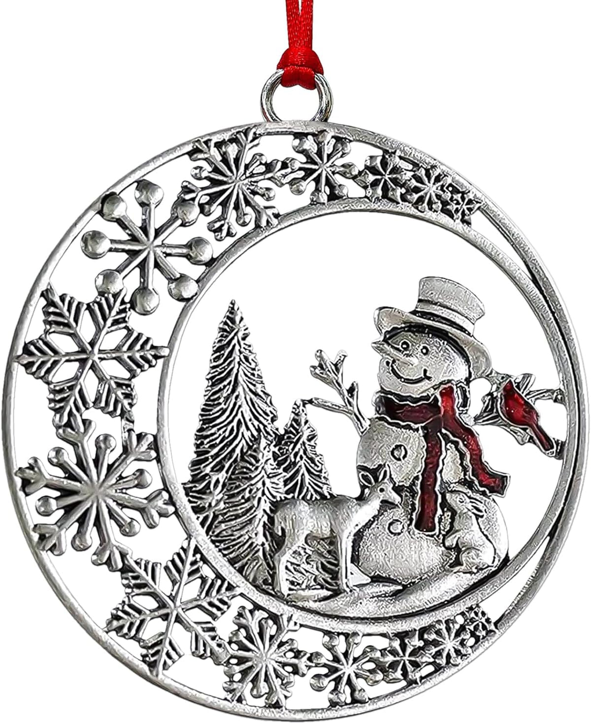 Vintage Metal Snowman Christmas Ornament