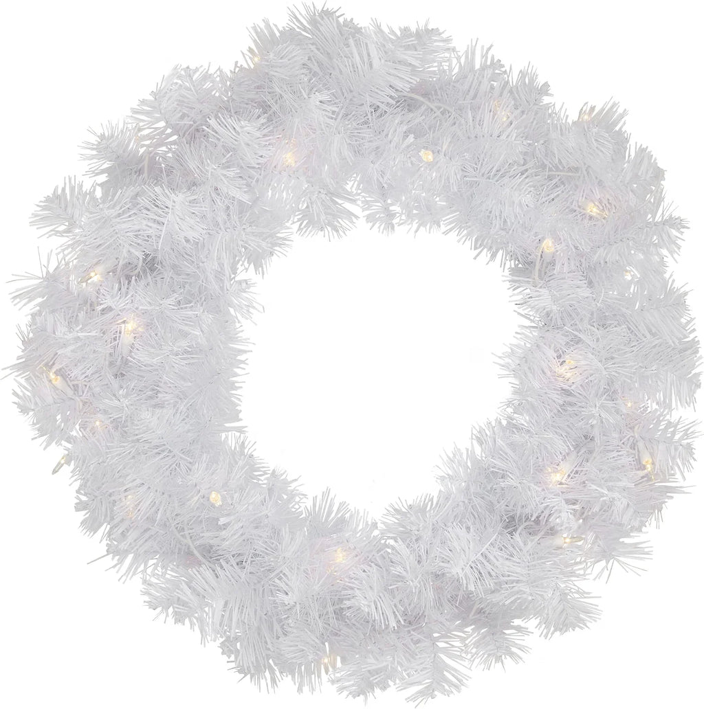 24" Pre-Lit White Iridescent Mixed Pine Artificial Christmas Wreath - Clear Lights
