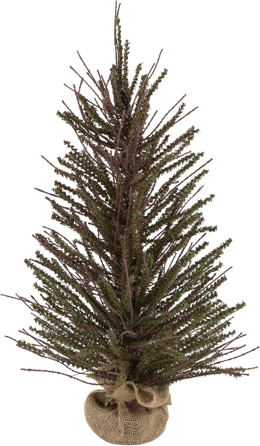 Rustic Twig Christmas Tree with Burlap Base, 2 ft, Unlit