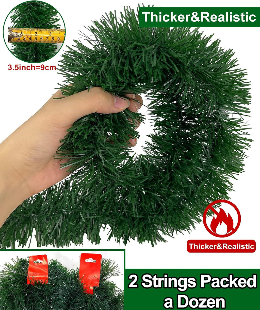 100FT Christmas Garland Decorations, 2 Pack Each 50FT Thick & Soft Artificial Green Garlands Pine Greenery Garland for Stairs Mantle Fireplace Christmas Decoration Outdoor Indoor Home Holiday