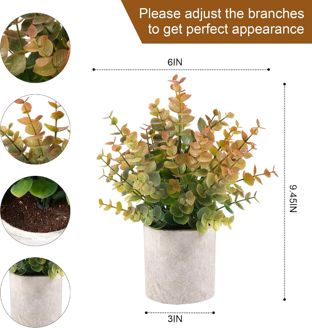 2 Pack Small Fake Plants Eucalyptus Potted,Yellow