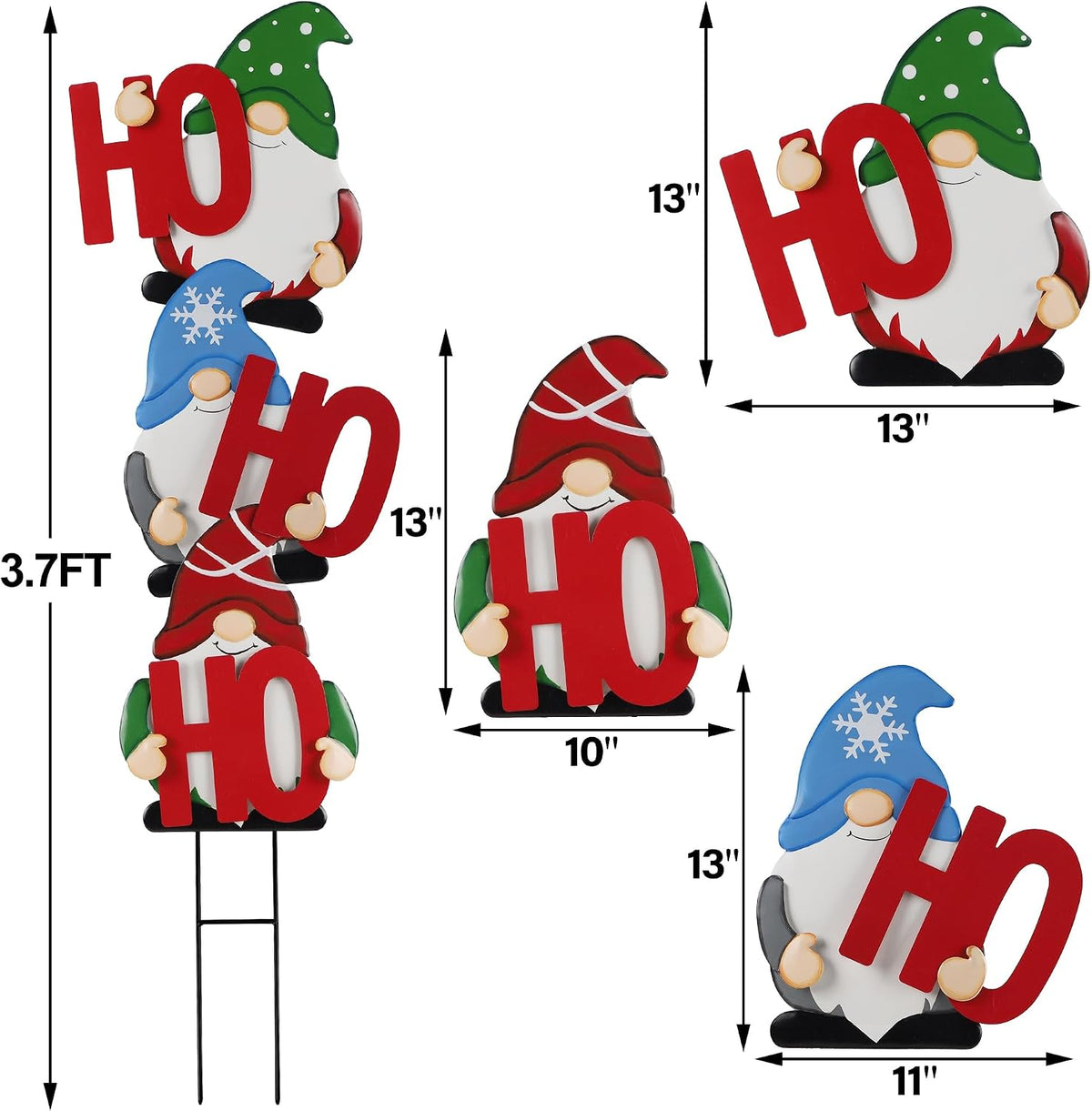 Outdoor Christmas Decorations Gnomes Yard Stakes, Set of 3