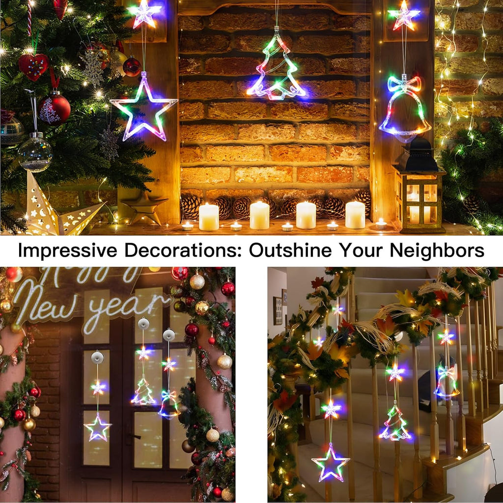 Christmas Window Lights Decoration, Star, Bell & Tree Multicolor