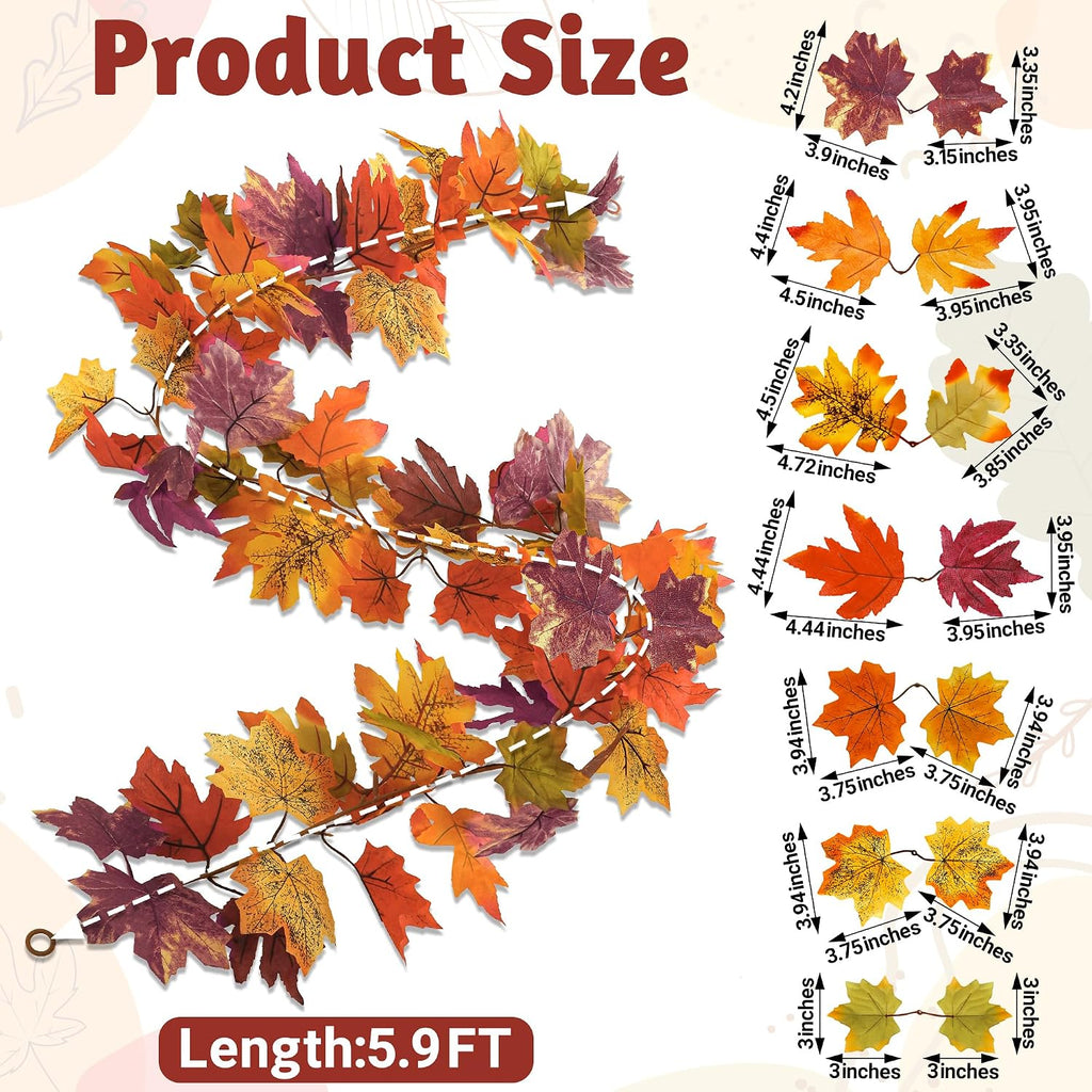 11.8FT 2Pack Fall Garland for Thankgiving Decorations for Home Mantle Decor
