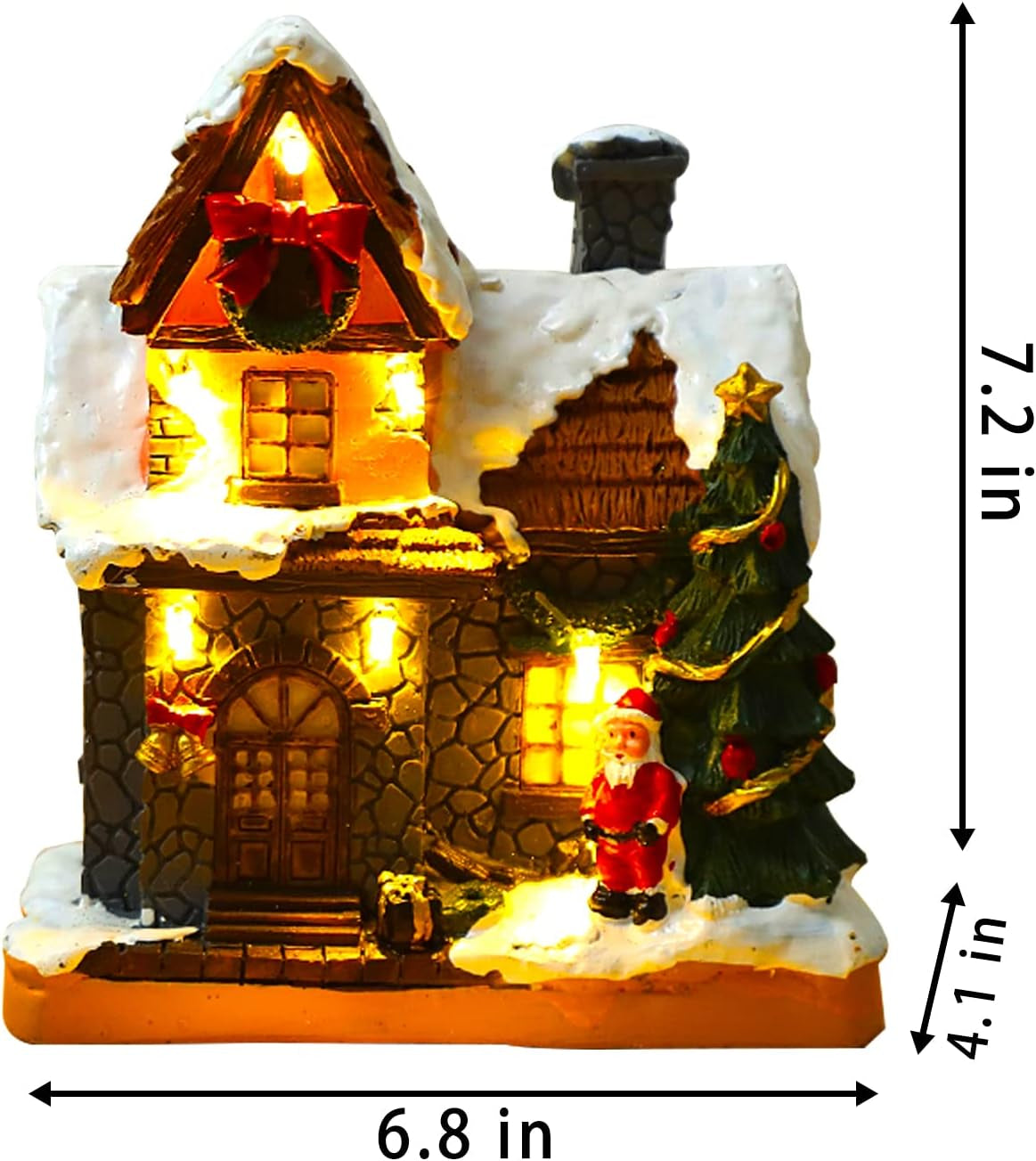 Christmas Village Houses with Warm Light, Battery Operate, Village Accessories Home Tabletop Decoration Xmas Gifts (A)