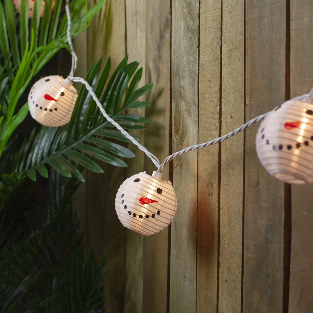 Snowman Paper Lantern Christmas Lights - Clear - 8.5' White Wire - 10Ct